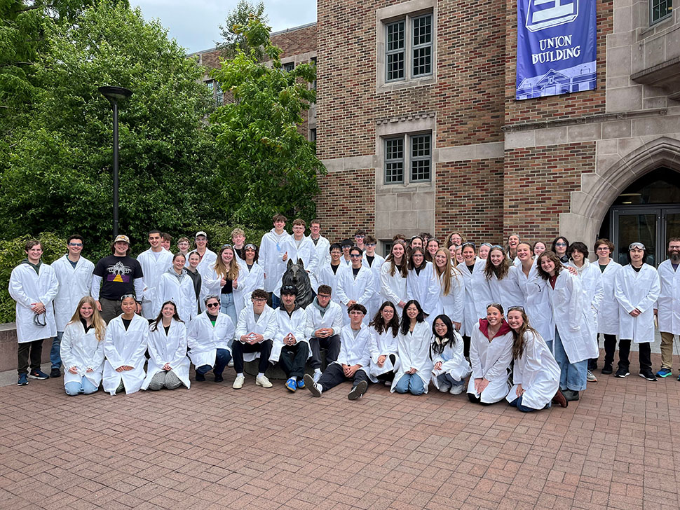 Chem lab students posing for group photo